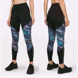 Lululemon Womens |4| Run To Reset Tight Nulux LW5BWQS BLK/FISM 25"